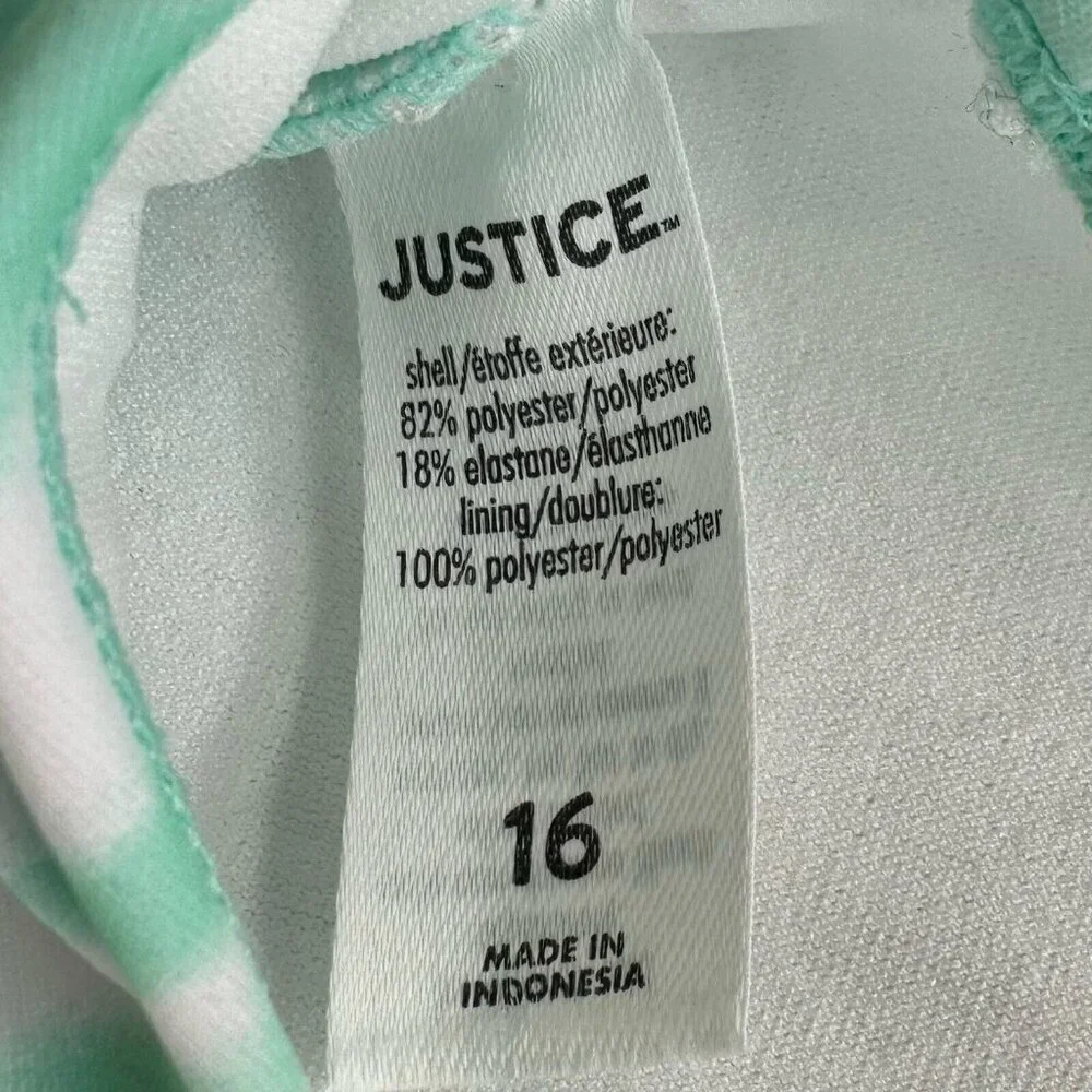 Justice Swimsuit Youth Size 16 Tie Dye One Piece Bathing Suit Beach Green